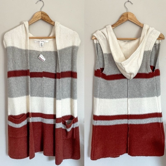 Max Studio Sweaters - Max Studio | Cozy Fall Hooded Wool Blend Sleeveless Sweater